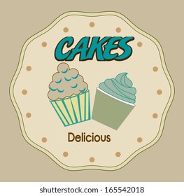 cakes design over beige  background vector illustration 
