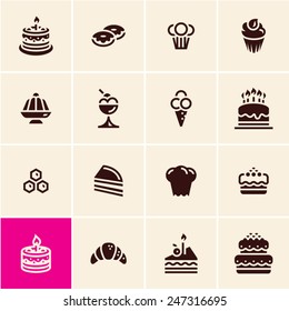 Cakes and dessert icons set. Dessert icons. Confectionery. Pastry.