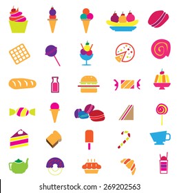 Cakes and Dessert icons set,vector.