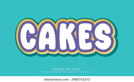 cakes editable text effect template 3d bold typography style, food logo and fast food brand