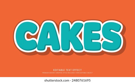 cakes editable text effect template 3d bold typography style, food logo and fast food brand