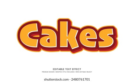 cakes editable text effect template 3d bold typography style, food logo and fast food brand