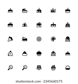 Cakes Icon Collection. Pixel Perfect Cakes Semibold Style 2D Icon