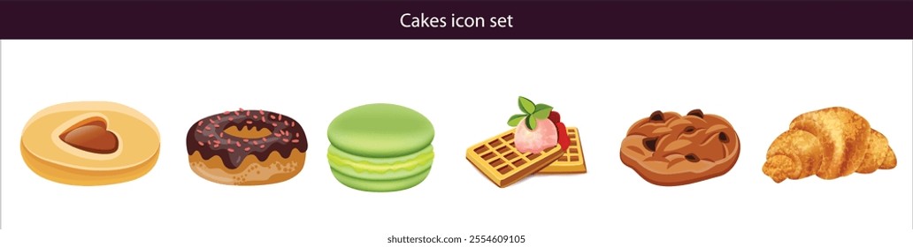 cakes icon,  tasty bakery products ,collection of various cakes. 