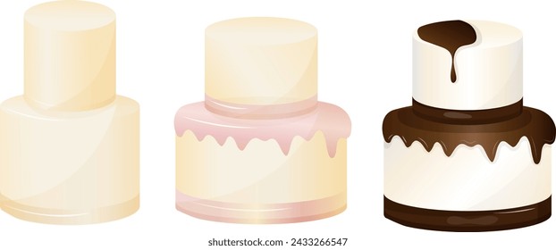 Cakes icons collection. Vector wedding calkes illustration set, holidays cake clipart