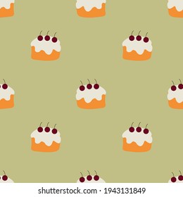 Cakes ilustration vector seamless pattern.Great for textile,fabric,wrapping paper and any print.Eps10