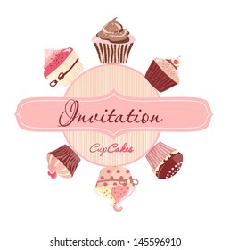 Cakes invitation card. Vector