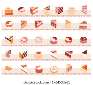 juego de vectores de material isométrico para pasteles