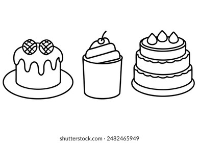 Cakes line art offering minimalist artistic strokes illustration
