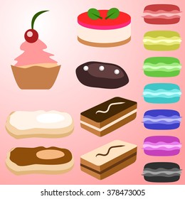 Cakes and macarons set
