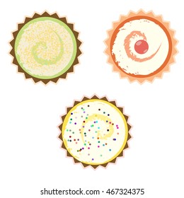 Cakes over white background.