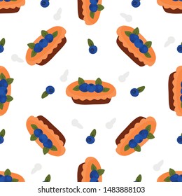 Cakes, pastries and bakery, sweet desserts vector pattern, hand drawn vector illustration. Cartoon style, design for different backgrounds. 
