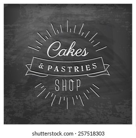Pasteles Tienda de texto tipográfico en tablero de cartón