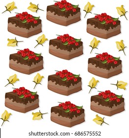 cakes pattern on white background Vector illustration