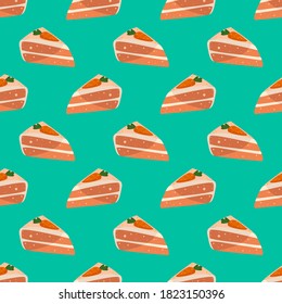Cakes pattern, seamless pattern on green background.
