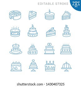 Cakes related icons. Editable stroke. Thin vector icon set