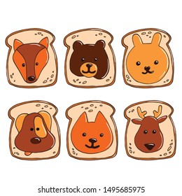 cakes or rolls for children with beautiful muzzle animals from cream.