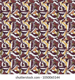 Cakes seamless pattern collection. Of different types of beautiful modern cakes, such as chocolate cake. On brown, white and black. Vector illustration.