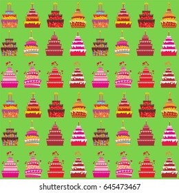 Cakes seamless pattern. Colorful sweet cakes. Vector illustration