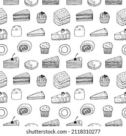 Cakes Seamless Pattern Vector Illustration Hand Stock Vector (Royalty ...