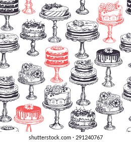 Cakes seamless pattern. Vector illustration