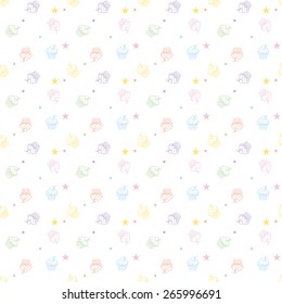 Cakes seamless pattern white colors. Vector illustration