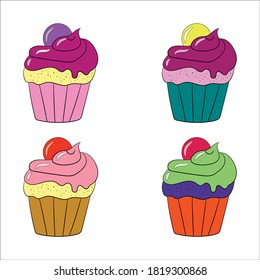 
cakes, set, drawing on a white background, vector illustration