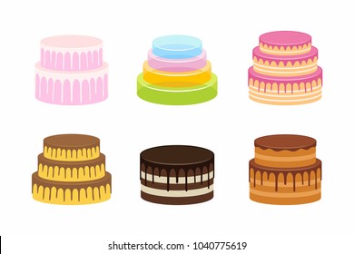 Cakes set, isolated on white background