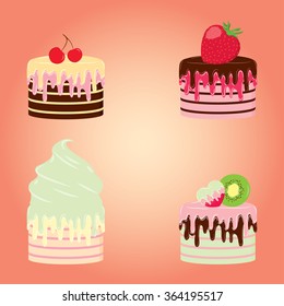 Cakes set vector illustration