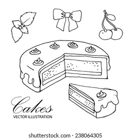 Cakes sketch. Vector illustration.