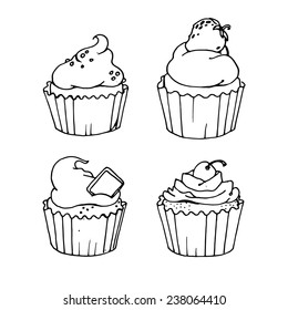 Cakes sketch. Vector illustration.