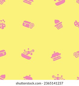 cakes sweet ice cream purple seamless pattern vector 