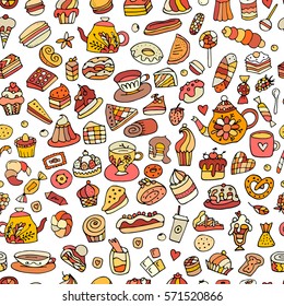 Cakes and sweets, seamless pattern for your design