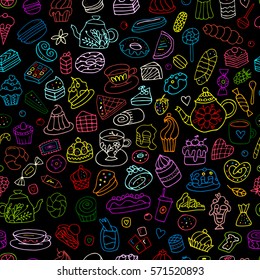 Cakes and sweets, seamless pattern for your design