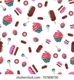 Cakes and sweets, seamless pattern for your design