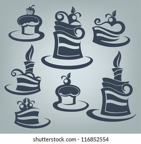 cakes and sweets, vector collection of delicious symbols