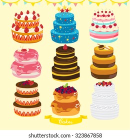 Cakes Vector Design Illustration