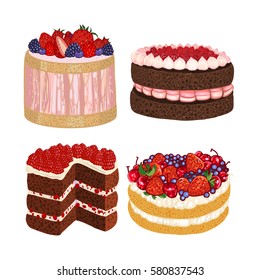 Cakes, vector illustration, desert, tasty food