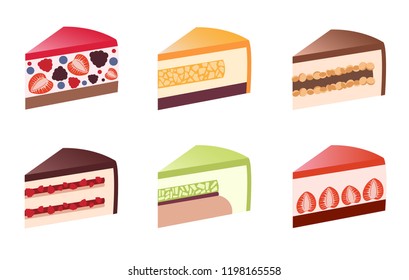 Cakes, vector illustration, isolated, on white backgroud