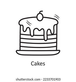 Cakes vector outline Icon Design illustration. Bakery Symbol on White background EPS 10 File