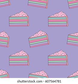 Cakes. Vector seamless pattern for design and decoration of textile, kitchen tools, menu or web design