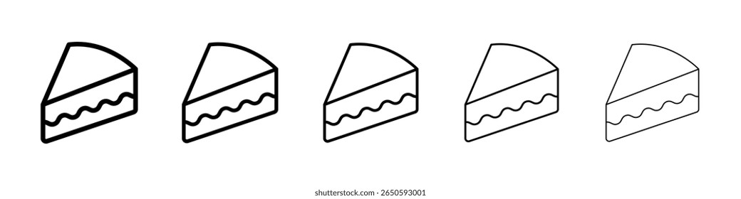 Cake-slice icon graphic set. trendy stroke line style