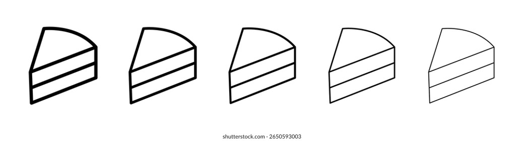 Cake-slice icon graphic set. trendy stroke line style