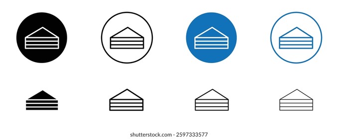 Cake-slice icon set in black and blue colors on white background