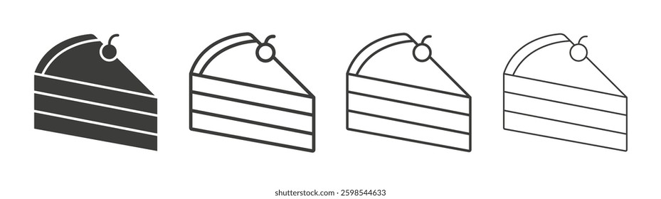 Cake-slice line icon vector illustration set.