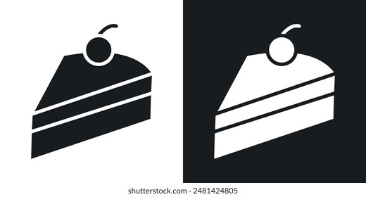 Cake-slice vector icon set in black color.