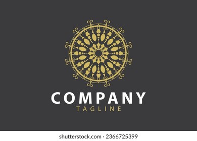 Cakra-Logo auf goldener Farbe, Vektorgrafik