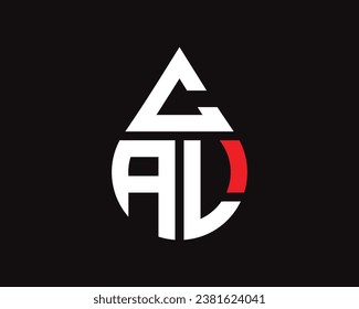 CAL letter water drop shape logo design. CAL drop logo simple design.