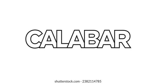 Calabar in the Nigeria emblem for print and web. Design features geometric style, vector illustration with bold typography in modern font. Graphic slogan lettering isolated on white background.