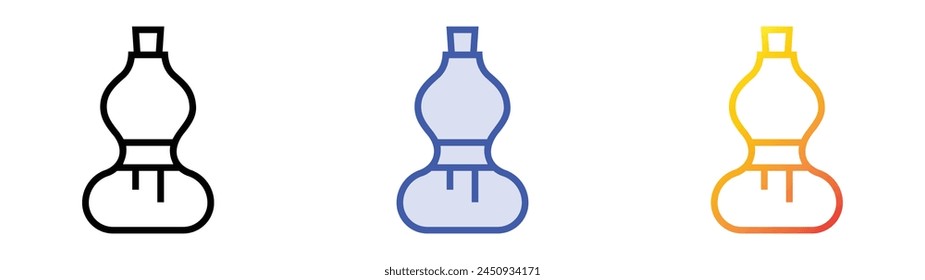 calabash icon. Linear, Blue Fill and Gradient Style Design Isolated On White Background